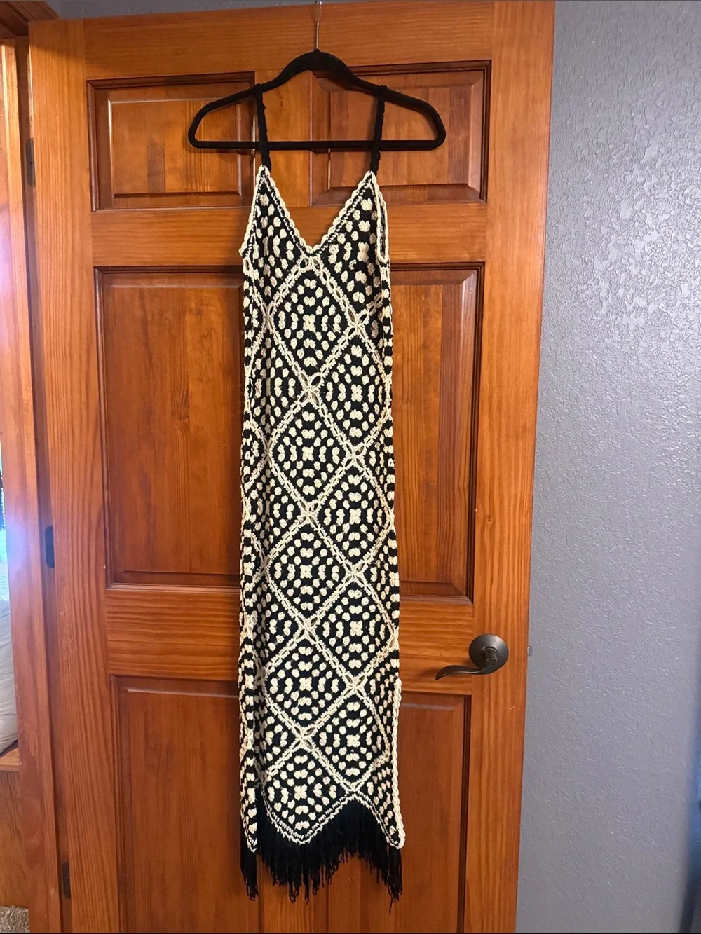 Black and Cream crochet Slip Dress - Picture 7 of 7